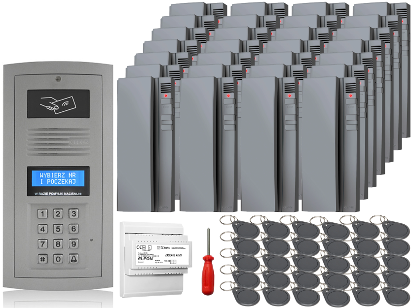 Zestaw domofonowy Elfon OPTIMA OP-255R-P + 30x Unifon OP-U7-S - ELFON | OP-255R-P + 30x  OP-U7-S