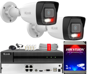 Zestaw do Monitoringu IP 4Mpx, 2 Kamery IPC-B140HA-LU Smart Hybrid Light, PoE - HiLook by Hikvision | IPC-B140HA-LU(x2) POE KIT