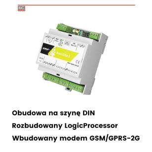 BasicGSM-D4M 2 - Moduł powiadomienia i sterowania GSM, moduł alarmowy, terminal GSM w obudowie na szynę DIN  - ROPAM | BasicGSM-D4M 2