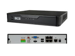 BCS-P-NVR0401-4K-4P-II - Rejestrator 4 kanałowy PoE, 12Mpix, 4K, 1HDD, 64Mb/s, Onvif, H.265 - BCS POINT | BCS-P-NVR0401-4K-4P-II