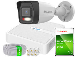 Zestaw do Monitoringu IP Full HD, 1 Kamera IPCAM-B2-30DL, Hybrid Light, Rejestrator 4ch PoE, MD 2.0 - HiLook by Hikvision | 1x IPCAM-B2-30DL- + NVR-4CH-H/4P