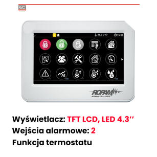 TPR-4WS - Panel dotykowy 4.3'', klawiatura dotykowa, obudowa natynkowa - ROPAM | TPR-4WS