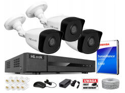 Zestaw do Monitoringu IP 5Mpx 3 Kamery IPCAM-B5 - HiLook by Hikvision | IPCAM-B5 + NVR-4CH-5MP/4P