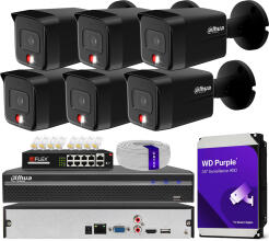 Zestaw do Monitoringu IP 6Mpx, 6 Kamer IPC-HFW1639TC-A-IL-0280B-S6 BLACK, Dual Light, PoE - DAHUA | IPC-HFW1639TC-A-IL-0280B-S6 BLACK(X6) POE KIT