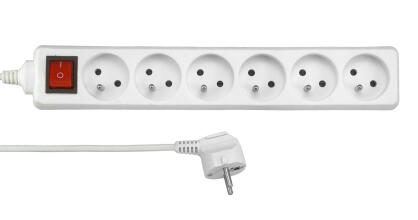 P6G1.5M - Przedłużacz z uziemieniem i wyłącznikiem, 6 gniazd, długość 1.5m | P6G1.5M 