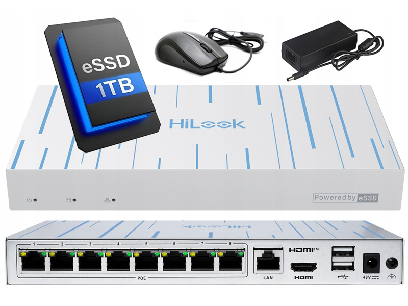 SSD-NVR-4MP/8P - Rejestrator IP, 8-kanałowy, do 4Mpx, 8x PoE, 1x SSD 1TB - Hilook by Hikvision | SSD-NVR-4MP/8P