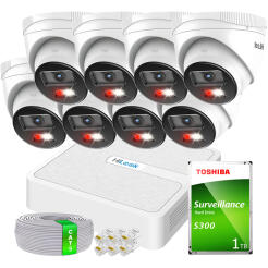 Zestaw do Monitoringu IP Full HD, 8 Kamer IPCAM-T2-30DL, Hybrid Light, Rejestrator 8ch PoE, MD 2.0 - HiLook by Hikvision | 8x IPCAM-T2-30DL- + NVR-8CH-H/8P