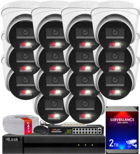 Zestaw do Monitoringu IP 4Mpx, 14 Kamer IPC-T240HA-LUC Smart Hybrid Light, PoE - HiLook by Hikvision | IPC-T240HA-LUC(x14) POE KIT