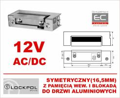 1443-12AC/DC - Elektrozaczep 12VAC/DC symetryczny z pamięcią wew. i blokadą, do drzwi aluminiowych - Lockpol | 1443-12AC/DC