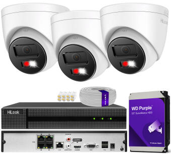 Zestaw do monitoringu IP 8Mpx 4K, 3 Kamery IPC-T280HA-LUF/SL Live Guard, PoE  - HiLook by Hikvision | IPC-T280HA-LUF/SL(x3) POE KIT