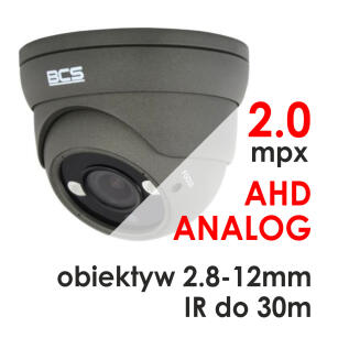 BCS-V-DMHA4200IR3 - Kamera kopułkowa 1080P AHD / ANALOG 2.8-12mm IR 30m - BCS
