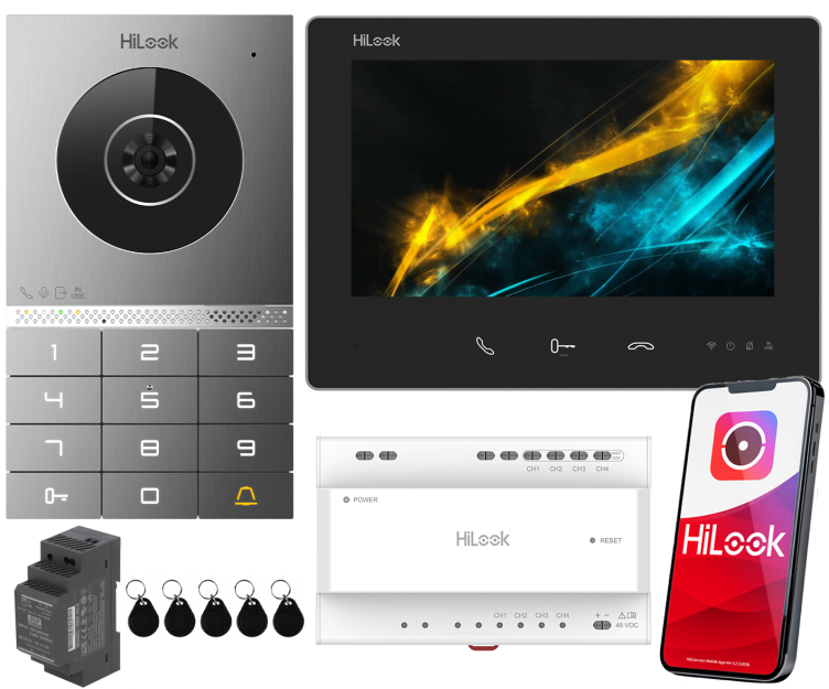 HD-VIS-02-K - Wideodomofon 2-żyłowy IP, WiFi, Szyfrator, Czytnik, 2x I/O - HiLook by Hikvision | 5906667310795