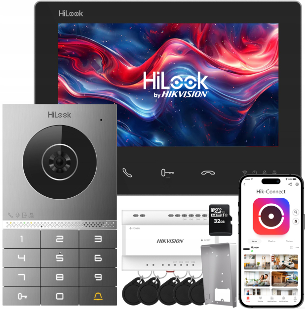 HD-VIS-02-K - Wideodomofon 2-żyłowy IP, WiFi, Szyfrator, Czytnik, 2x I/O - HiLook by Hikvision | 6936422168698