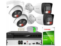Zestaw do Monitoringu IP 4Mpx 4 Kamery, Hybrid Light, Rejestrator 4ch z PoE, MD 2.0 - HiLook by Hikvision | 4 + NVR-4CH-5MP/4P