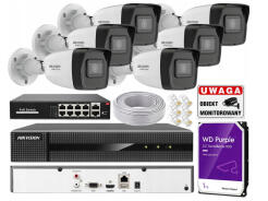 Zestaw do Monitoringu IP 8Mpx, Zewnętrzny, 6x HWI-B180H, Rejestrator 8ch - Hikvision Hiwatch | HWI-B180H + HWN-4108MH