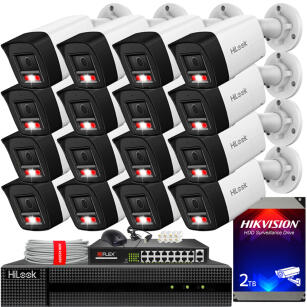 Zestaw do monitoringu IP 8Mpx 4K, 16 Kamer IPC-B180HA-LUF/SL Live Guard, PoE  - HiLook by Hikvision | IPC-B180HA-LUF/SL(x16) POE KIT