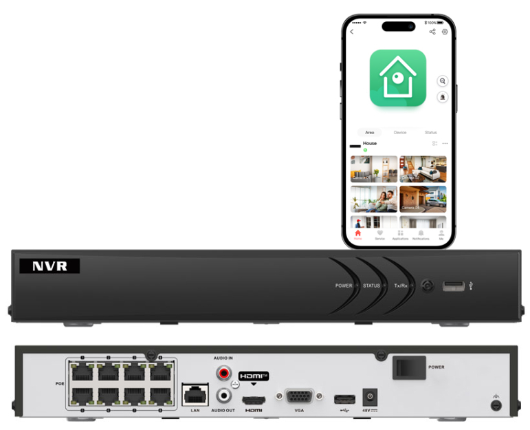 NVR-H608-Q2/8P - Rejestrator IP 8-kanałowy, 8x PoE, do 8MPx, 2x SATA, SMD - Neutral H | NVR-H608-Q2/8P