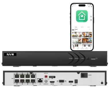 NVR-H608-Q2/8P - Rejestrator IP 8-kanałowy, 8x PoE, do 8MPx, 2x SATA, SMD - Neutral H | NVR-H608-Q2/8P
