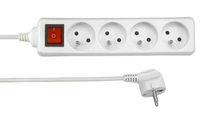 P4G5M - Przedłużacz z uziemieniem i wyłącznikiem, 4 gniazda, długość 5m | P4G5M