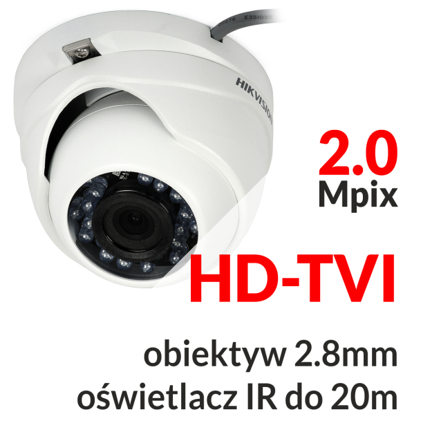 DS-2CE56D5T-IRM - Kamera kopułkowa 2.0 Mpix HD-TVI / ANALOG 2.8mm IR 20m WDR - HIKVISION | DS-2CE56D5T-IRM