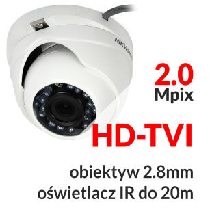 DS-2CE56D5T-IRM - Kamera kopułkowa 2.0 Mpix HD-TVI / ANALOG 2.8mm IR 20m WDR - HIKVISION | DS-2CE56D5T-IRM