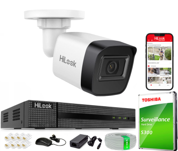 Zestaw do Monitoringu IP 4Mpx, 1 Kamera IPC-B141H-C, PoE, IR20m, IP67 - HiLook by Hikvision | IPC-B141H-C(x1) POE KIT