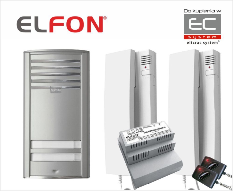 P2 AU1-RL Zestaw domofonowy z zasilaczem, 2 unifonami A-U1 i kluczem radiowym - Elfon | 5905668417922