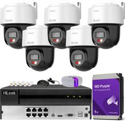 Zestaw do Monitoringu IP 2Mpx, 5 Kamer PTZ-N2C200M-D Smart Hybrid Light, PoE - HiLook by Hikvision | PTZ-N2C200M-D(x5) POE KIT