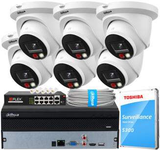 Zestaw do Monitoringu IP 6Mpx, 6 Kamer IPC-HDW2649TM-S-IL-0280B, Dual Light, PoE - DAHUA | IPC-HDW2649TM-S-IL-0280B(X6) POE KIT