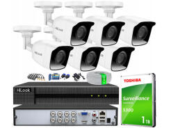 Zestaw do monitoringu TurboHD, 6 kamer 2Mpx, rejestrator 8ch - HiLook by Hikvision | TVICAM-B2M + DVR-8CH-5MP