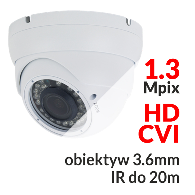 CVI-1324IRC24/L-W - Kamera kopułkowa 1.3 Mpix HD-CVI 3.6mm IR 20m - Tayama