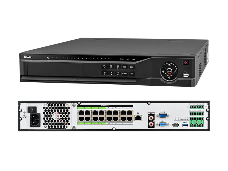BCS-NVR1604-4KE-P-AI - Rejestrator IP, 16-kanałowy, 4K, H.265+, AI, PoE - BCS LINE | BCS-NVR1604-4KE-P-AI