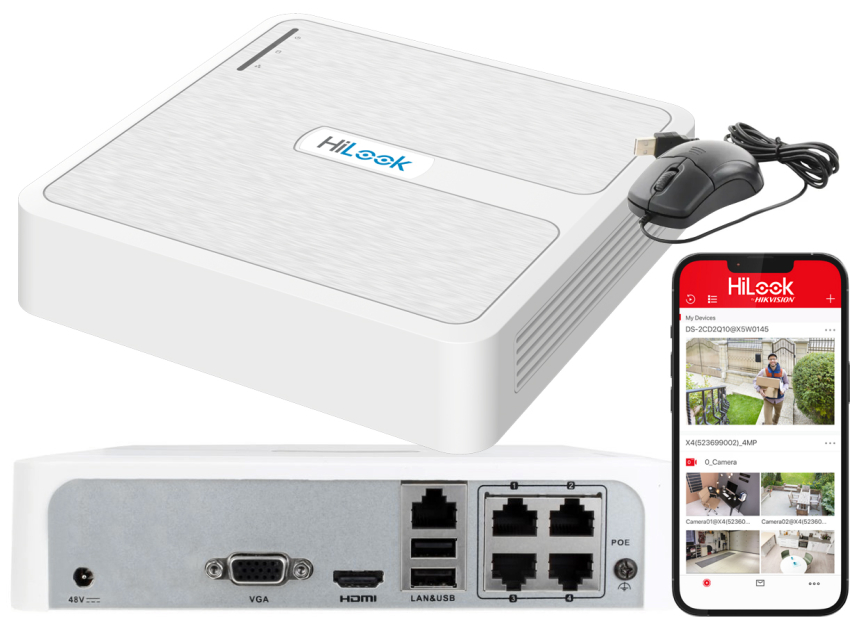 NVR-4CH-H/4P - Rejestrator IP 4-kanałowy, 4x PoE, do 6Mpx - Hilook by Hikvision | NVR-4CH-H/4P
