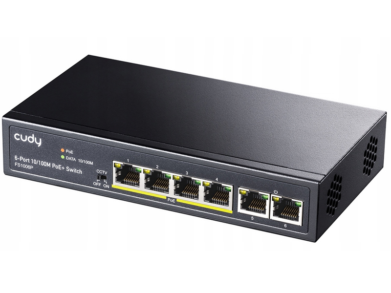 FS1006P - Switch PoE 4+2 10/100Mbps, 4x PoE+, 60W - Cudy | FS1006P