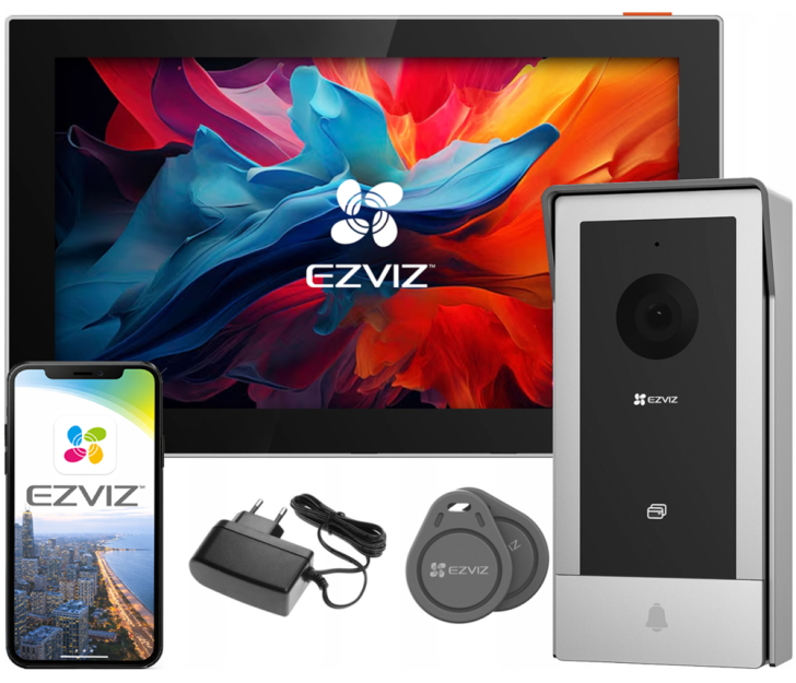 CP5 - Wideodomofon IP 2-Żyłowy, WiFi , czytnik breloków, 2x I/O - EZVIZ | 6941545636023