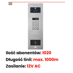INSPIRO 6S+ - Centrala Slave, kamera kolorowa 2.8mm, zamek szyfrowy, czytnik zbliżeniowy, 1020 lokali - ACO | INSPIRO 6S+