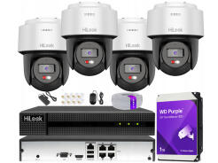 Zestaw do Monitoringu IP 4Mpx, 4 Kamery obrotowe PTZ-N4MP-P, Smart Hybrid Light, Rejestrator 4ch PoE - HiLook by Hikvision | PTZ-N4MP-P + NVR-4CH-4MP/4P