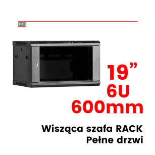 Szafa RACK wisząca, 19" 6U 600mm | 19" 6U 600mm czarna