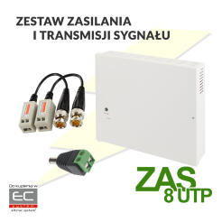 ZAS8UTP - Zestaw zasilania I transmisji do 8 kamer CCTV po skrętce UTP | ZAS8UTP