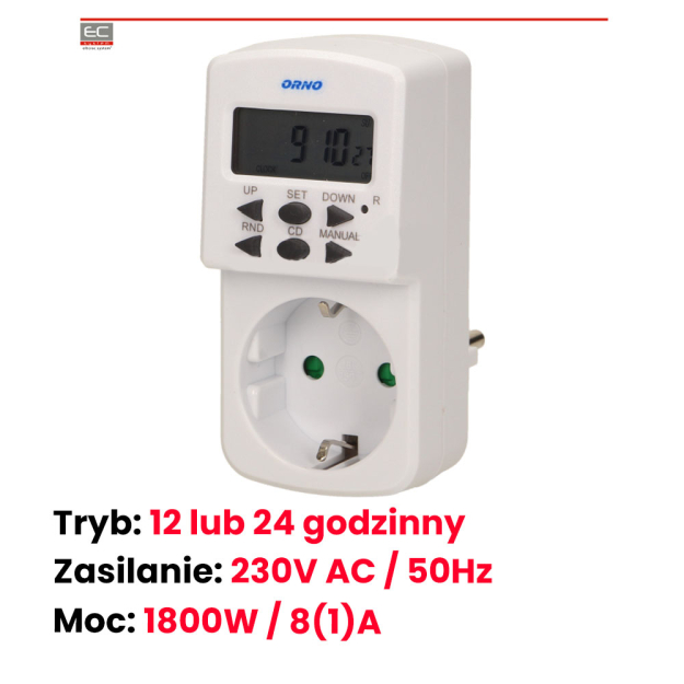 OR-PRE-428(GS) - Elektroniczny programator czasowy, mini, schuko - ORNO