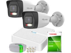 Zestaw do Monitoringu IP Full HD, 2 Kamery IPCAM-B2-30DL, Hybrid Light, Rejestrator 4ch PoE, MD 2.0 - HiLook by Hikvision | 2x IPCAM-B2-30DL- + NVR-4CH-H/4P