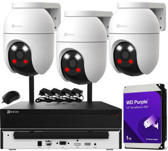 Zestaw Monitoringu WiFi 5Mpx, 3 Kamery Obrotowe C8c 3K, Dual Light + Autotracking, Audio - EZVIZ | C8c 3K (x3) WIFI KIT