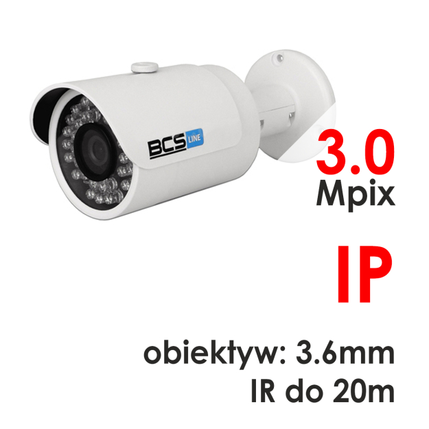 ECO BCS-TIP3300IR-E-II - Kamera tubowa 3.0 Mpix IP 3.6mm IR 20m - BCS
