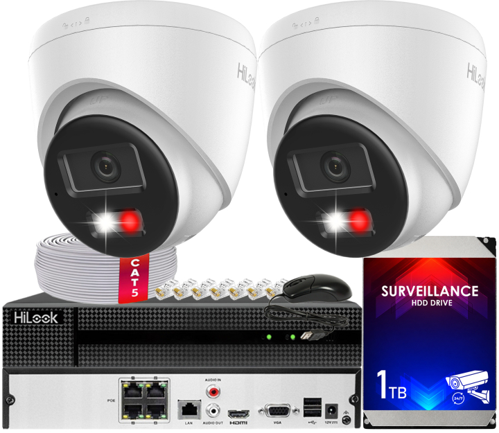 Zestaw do monitoringu IP 6Mpx 3K, 2 Kamery IPC-T260HA-LUF/SL Live Guard, PoE  - HiLook by Hikvision | IPC-T260HA-LUF/SL(x2) POE KIT