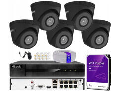 Zestaw do Monitoringu IP 5Mpx 5 Kamer IPCAM-T5 BLACK, Rejestrator 8ch z PoE, MD 2.0 - HiLook by Hikvision | IPCAM-T5 BLACK + NVR-8CH-5MP/8P