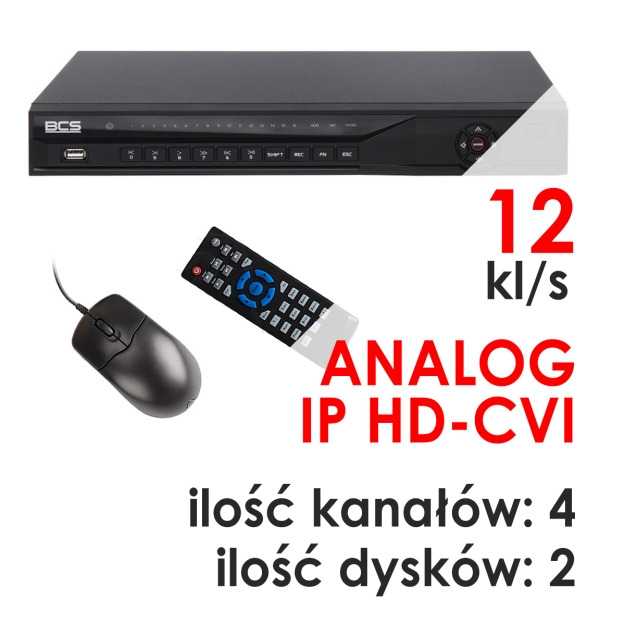 BCS-CVR0402-II - Rejestrator trybrydowy 4-kanałowy 1080P HD-CVI / ANALOG / IP - BCS