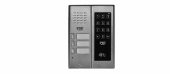 5025/3D-ZK-RF - Panel audio trzyprzyciskowy (3-rodzinny) z czytnikiem zbliżeniowym kart/kluczy RFID oraz dotykowym zamkiem kodowym | 5025/3D-ZK-RF