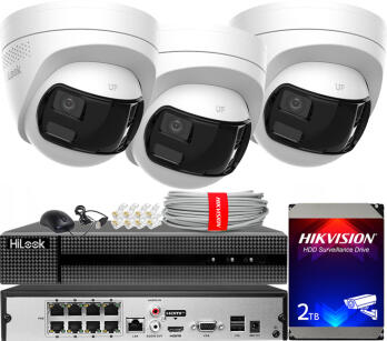 Zestaw do Monitoringu IP 6Mpx, 3 Kamery IPC-T260HAD-LUF/SL Smart Hybrid Light, MD2.0, Live Guard - HiLook by Hikvision | IPC-T260HAD-LUF/SL(x3) POE KIT