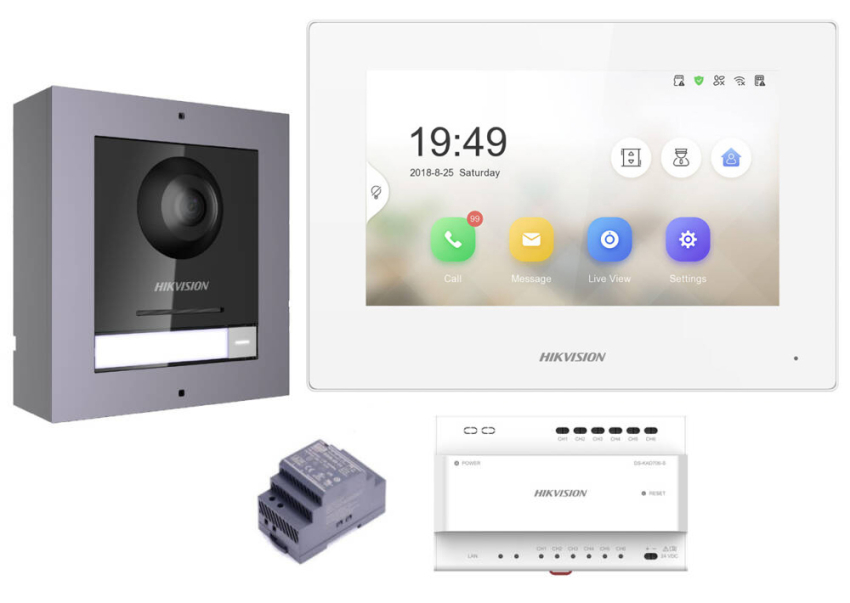DS-KIS702-W - Zestaw wideodomofonowy, 2-żyłowy, IP, Fisheye - Hikvision | DS-KIS702-W