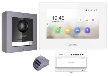 DS-KIS702-W - Zestaw wideodomofonowy, 2-żyłowy, IP, Fisheye - Hikvision | DS-KIS702-W